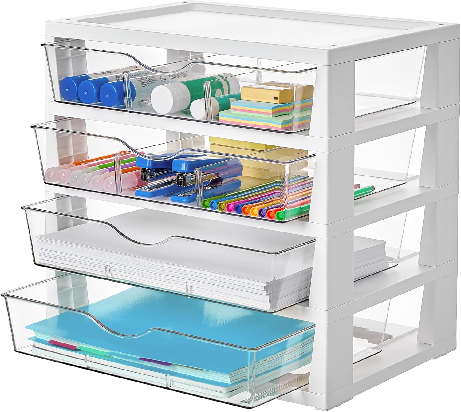 Vtopmart Desk Organizer, Special Clear 4-Tier Assemble Desktop File Organizer wi...