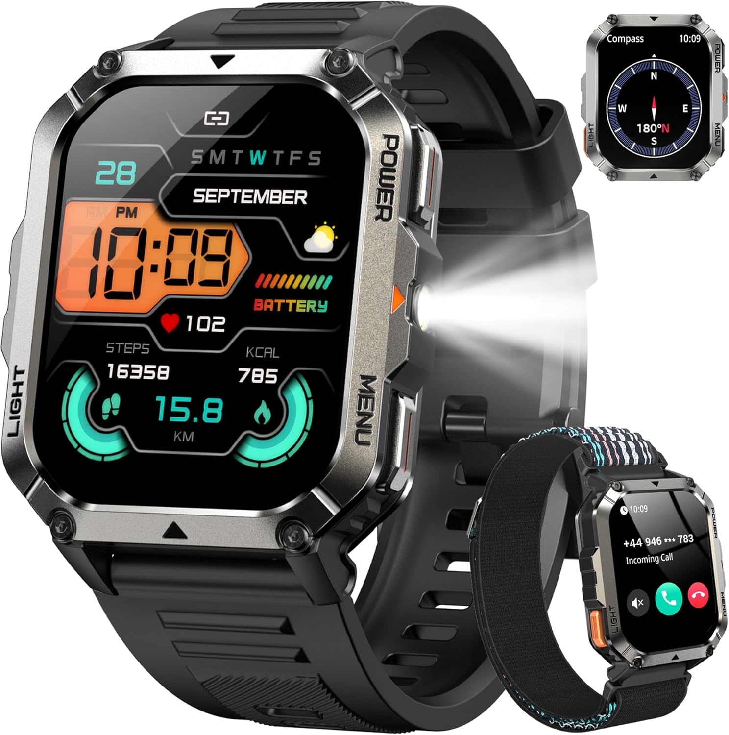 Military Smart Watch for Men, Special Fitness Smartwatch for 100 Days Battery, I...