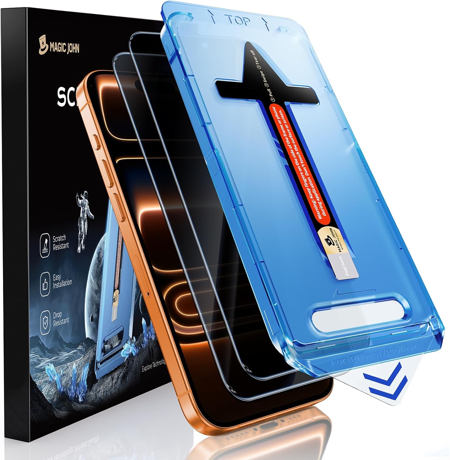 MAGIC JOHN 2 Pack for iPhone 17 Pro Max 6.9 inch Privacy Glass Screen Protector-...