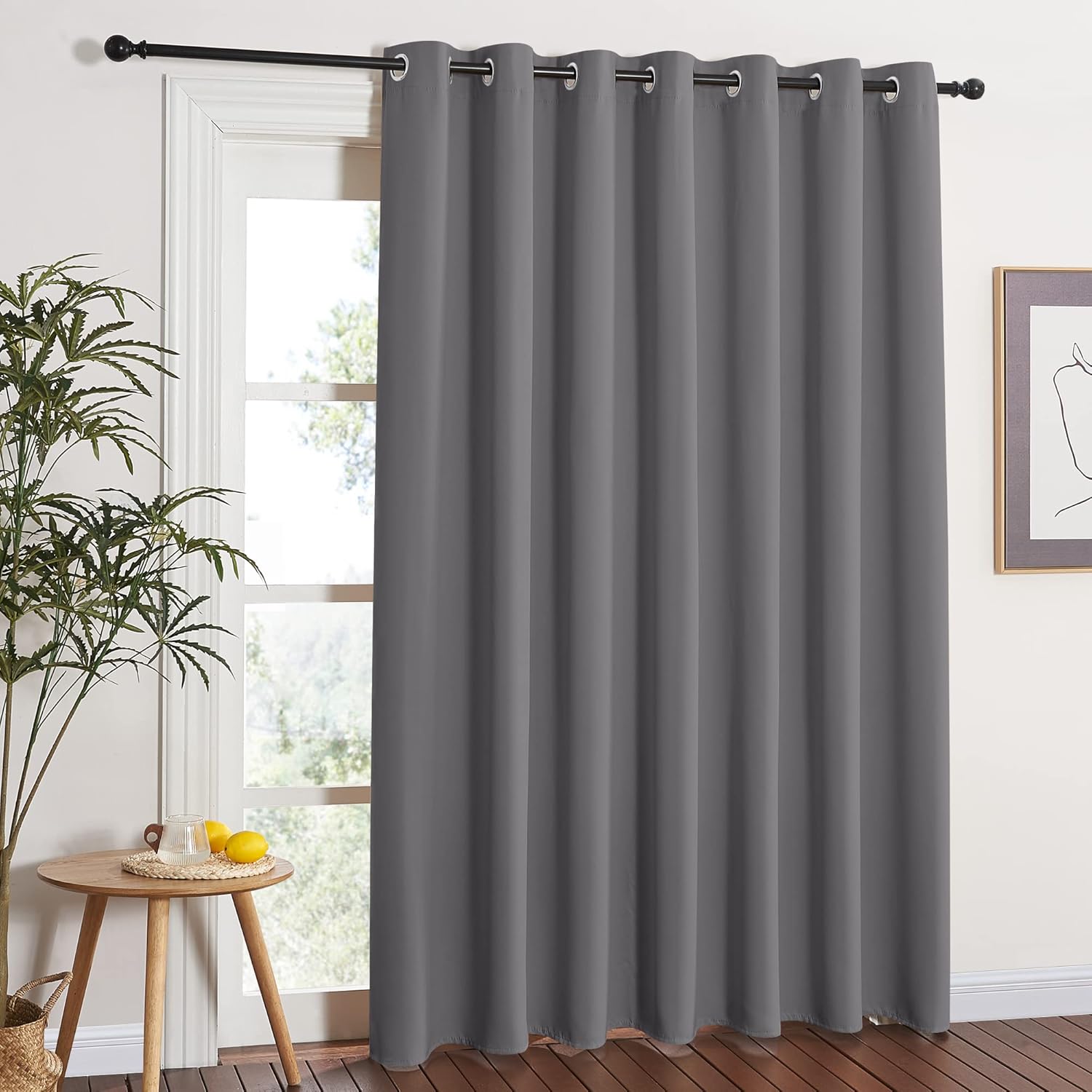 NICETOWN Grey Blackout Patio Sliding Door Curtains 84 inch Length, Grommet Room...