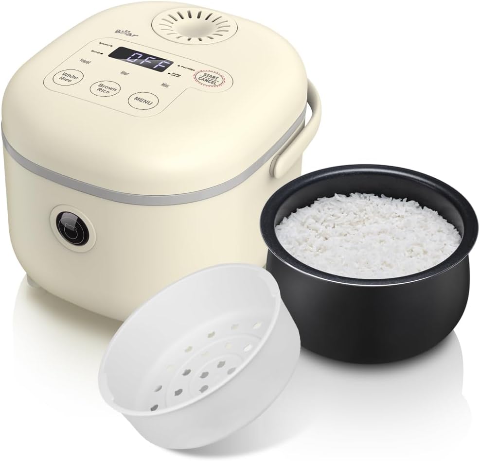 Bear Multifunctional 4 Cups(Uncooked) Rice Cooker with Steamer and 6 Rice Cookin...