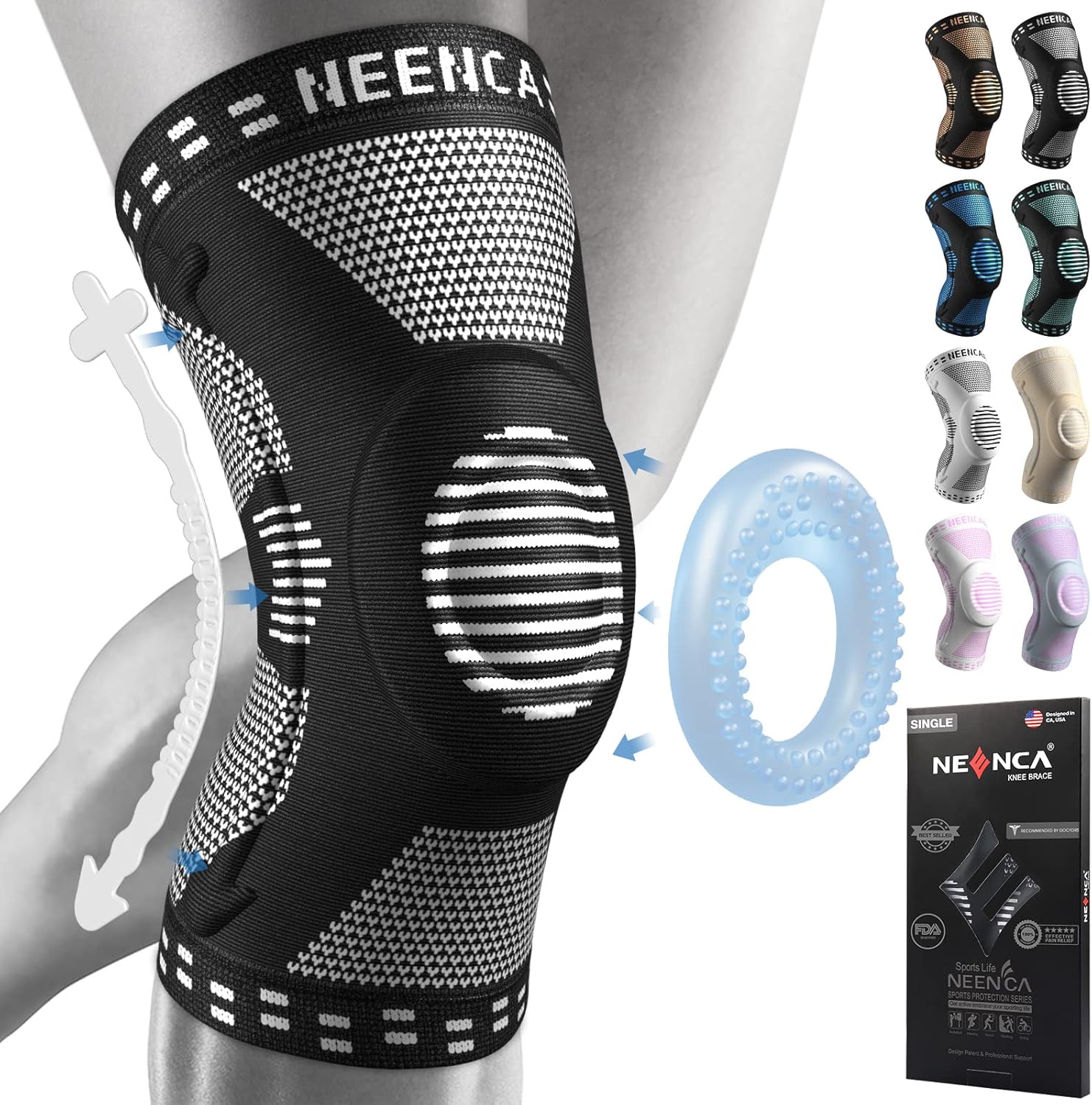 NEENCA Professional Knee Brace for Pain Relief, Medical Knee Support with Patell...