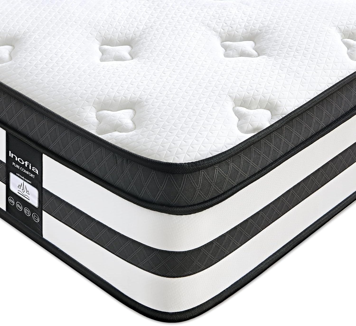 Inofia Sleep Super King Mattress Memory Foam 6FT, 11 Inch Hybrid Sprung Mattress...