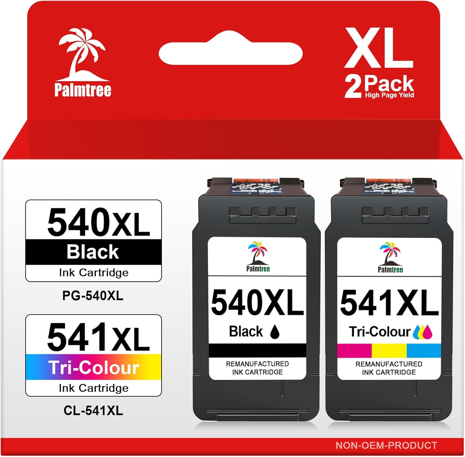 Palmtree 540XL and 541XL Compatible for Canon 540 and 541 Ink Cartridges XL for...