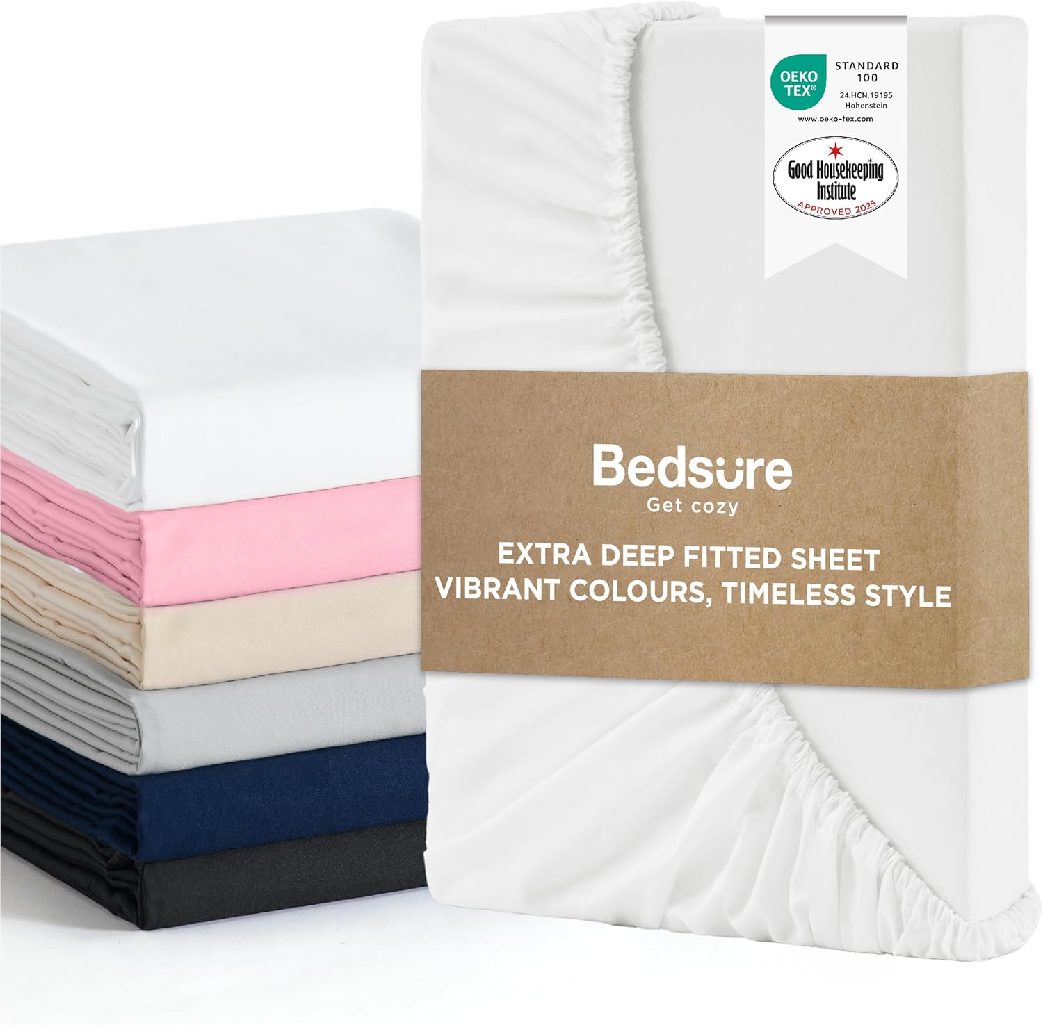 Bedsure King Size Sheets, Special Bed Sheets with Extra Deep Pocket 16 inch, Lux...