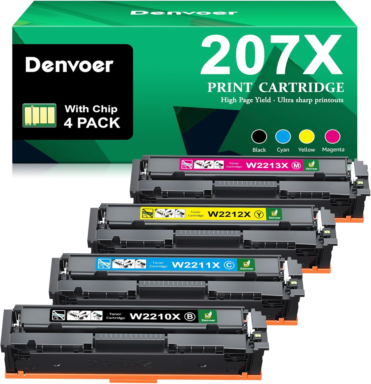 Denvoer 207X with Chip Compatible for HP 207X 207A for HP Color Laserjet Pro MFP...