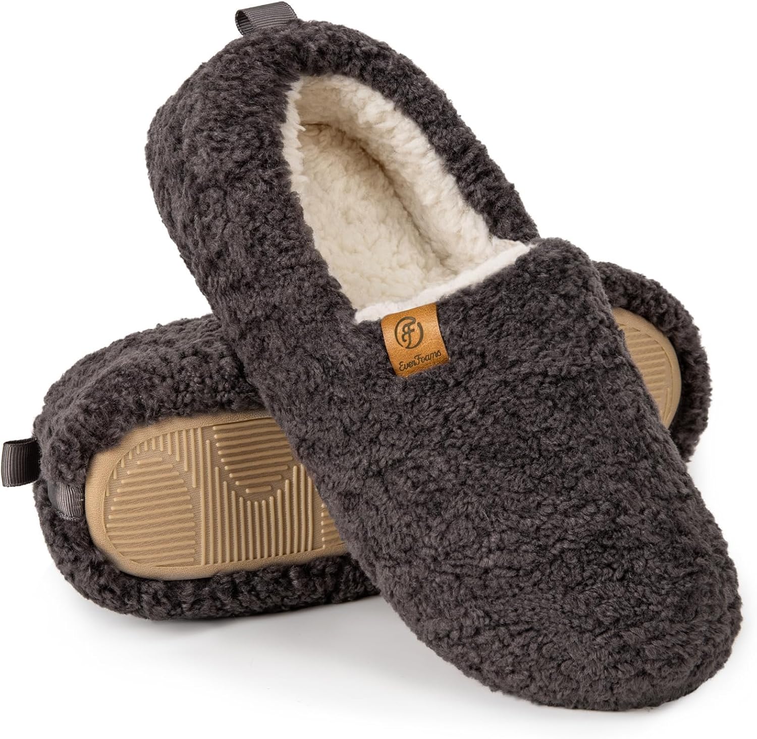 EverFoams Women’s Soft Curly Full Slippers Memory...