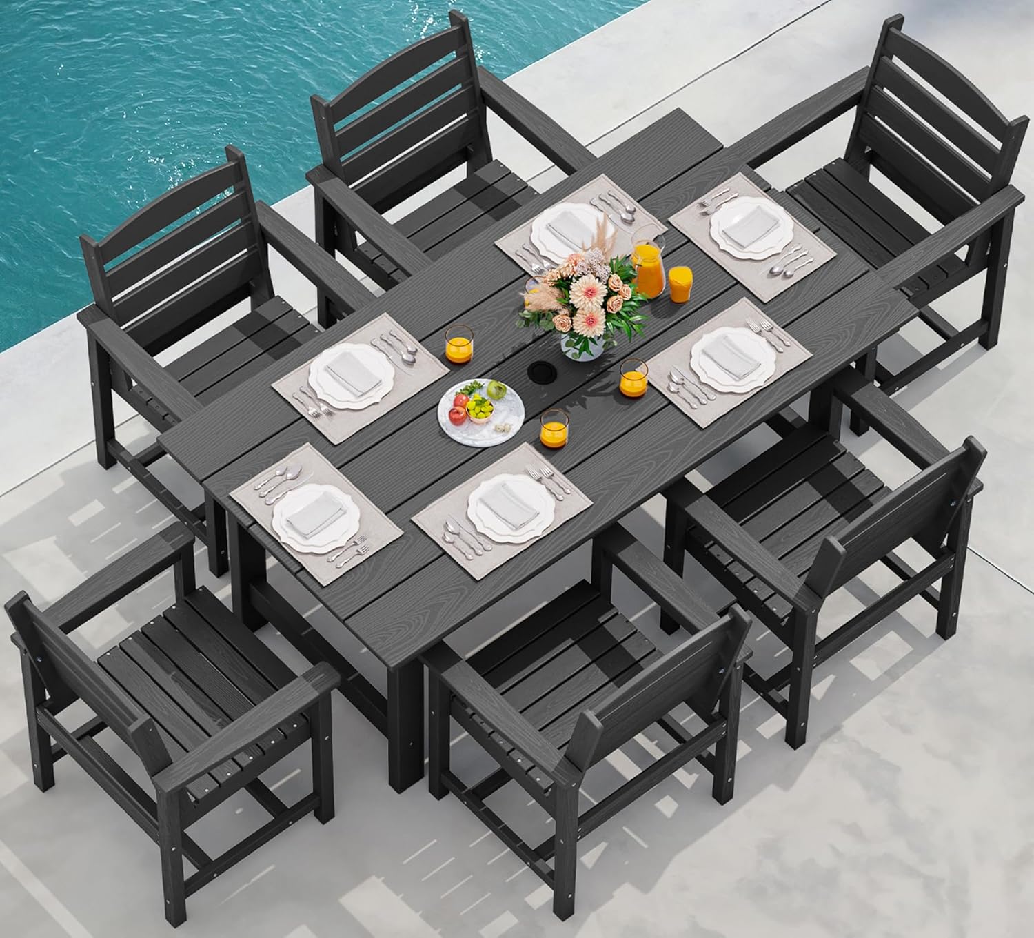 SERWALL 7-Piece Patio Dining Table Sets, Outdoor H...