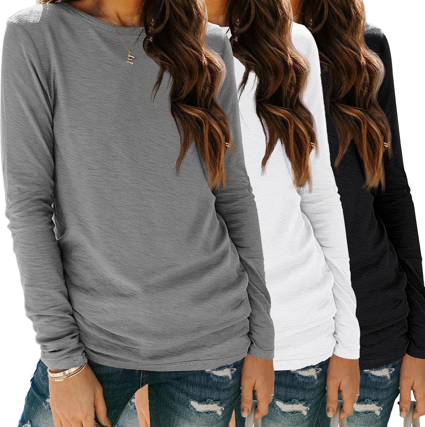 Title: Best SUNBS Women's Long Sleeve Shirts, Special Fashion Tops with 3 Packs,...