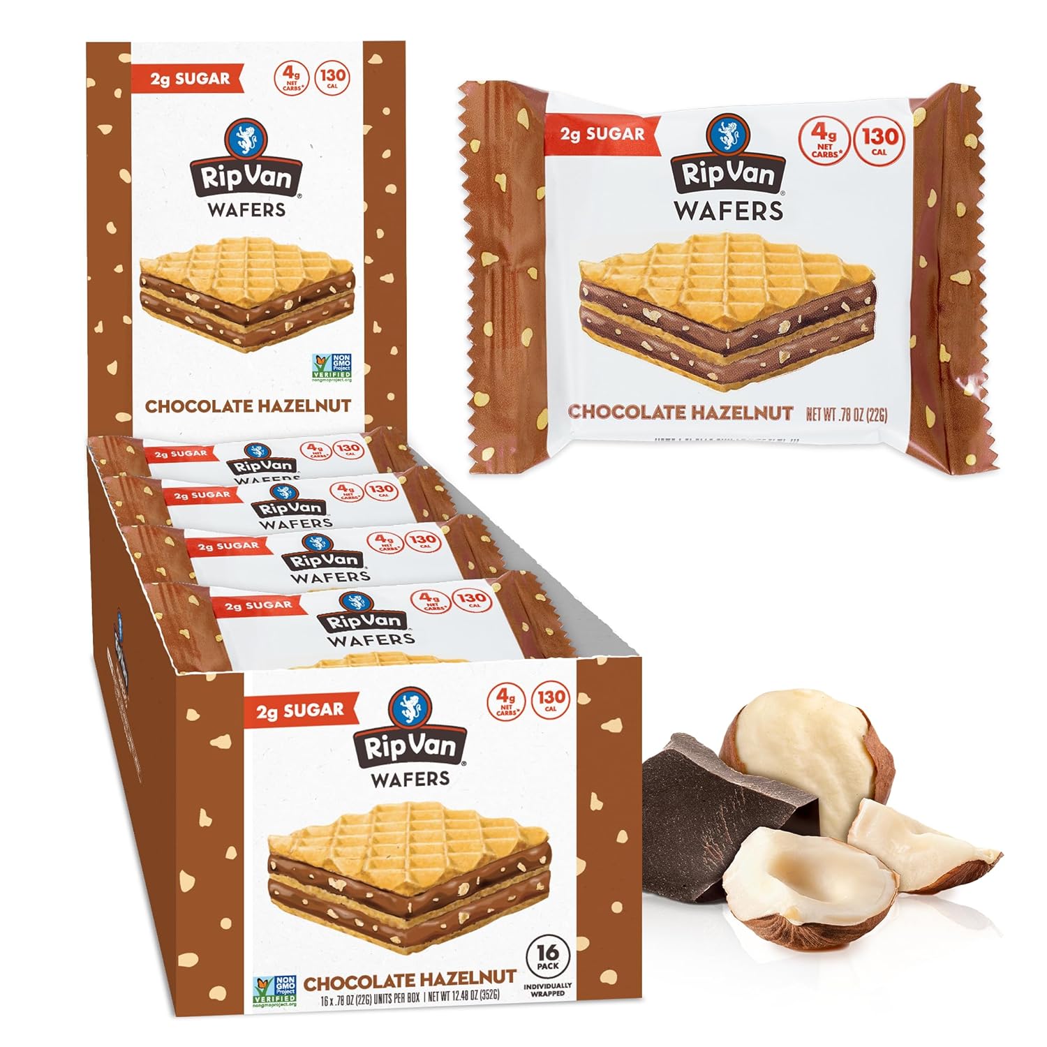 Rip Van Chocolate Hazelnut Wafer Cookies, Keto, Non-GMO, Healthy Snacks, Low Car...