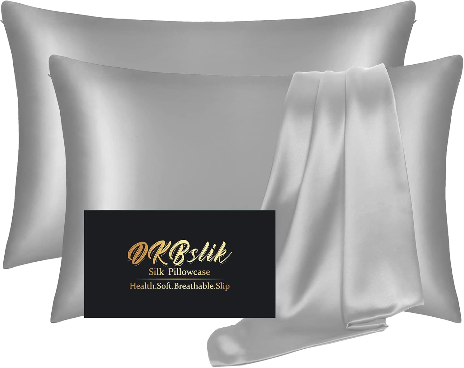 Luxurious Silk Pillowcase 2 Pack, Premium Natural Mulberry Silk Pillow Case, Eff...