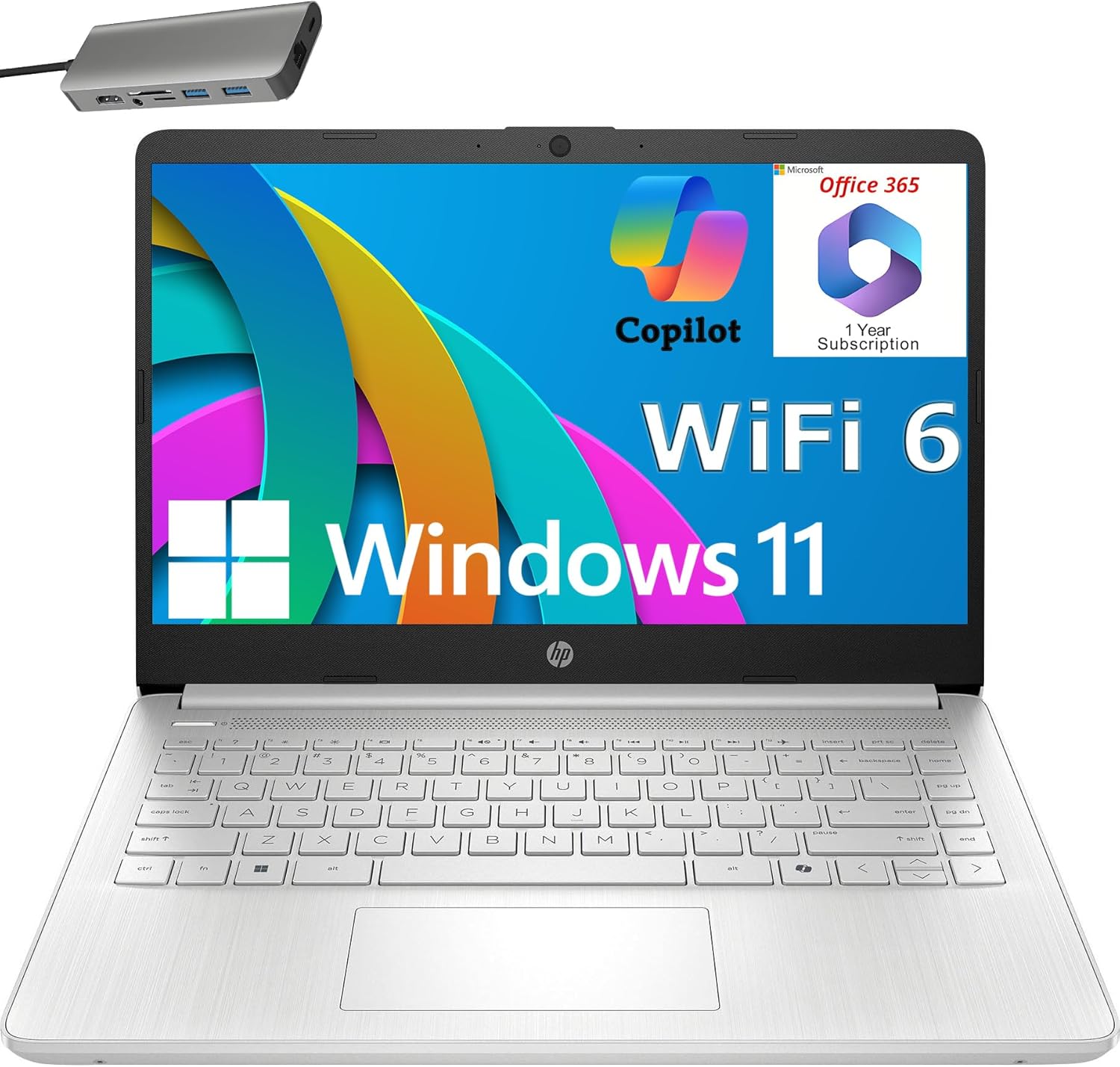 HP 14" Laptop, 1 Year Office 365&AI-Copilot, Intel Processor N150(up to 3.6 GHz)...
