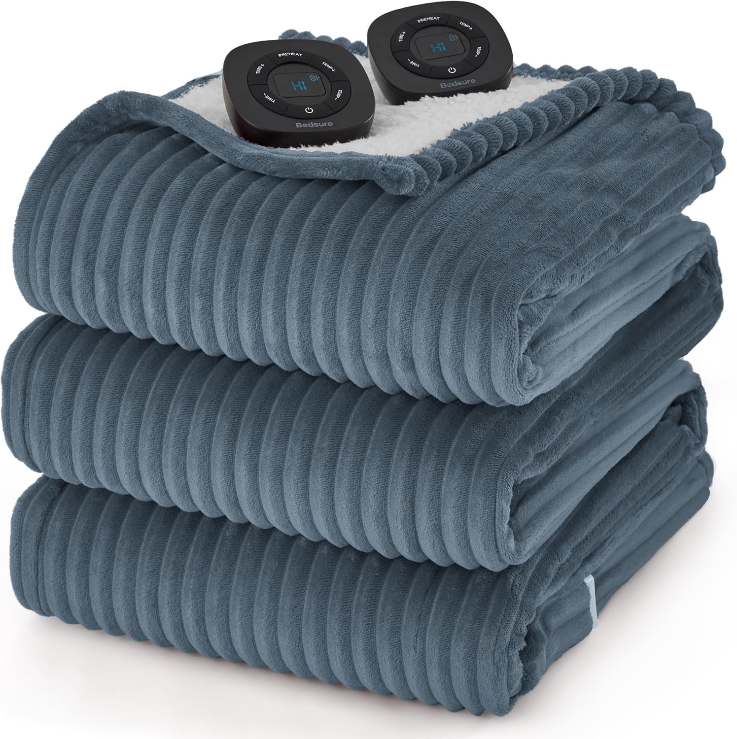Bedsure GentleSoft Electric Blanket Queen Size - Soft Ribbed Flannel Heated Blan...