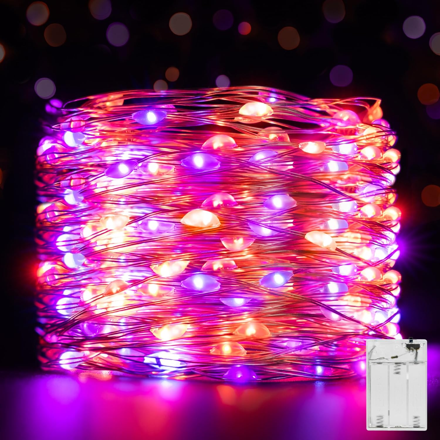 Ollny 10m 100 LED Orange & Purple Halloween Lights, Waterproof Copper Wire Batte...