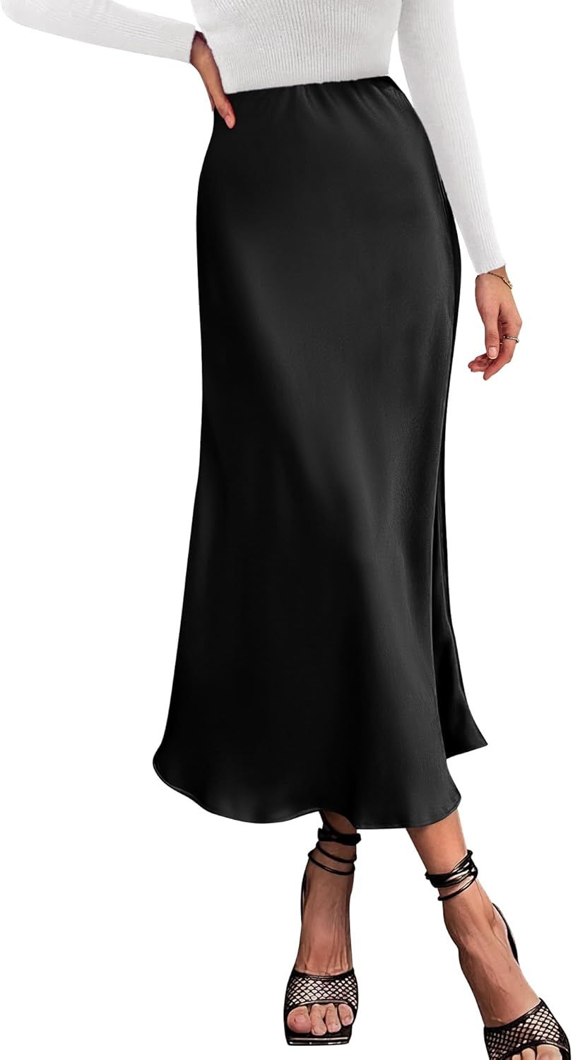 BTFBM 2025 Womens Summer Fall Long Satin Skirt Silk Elegant High Waist Cocktail...