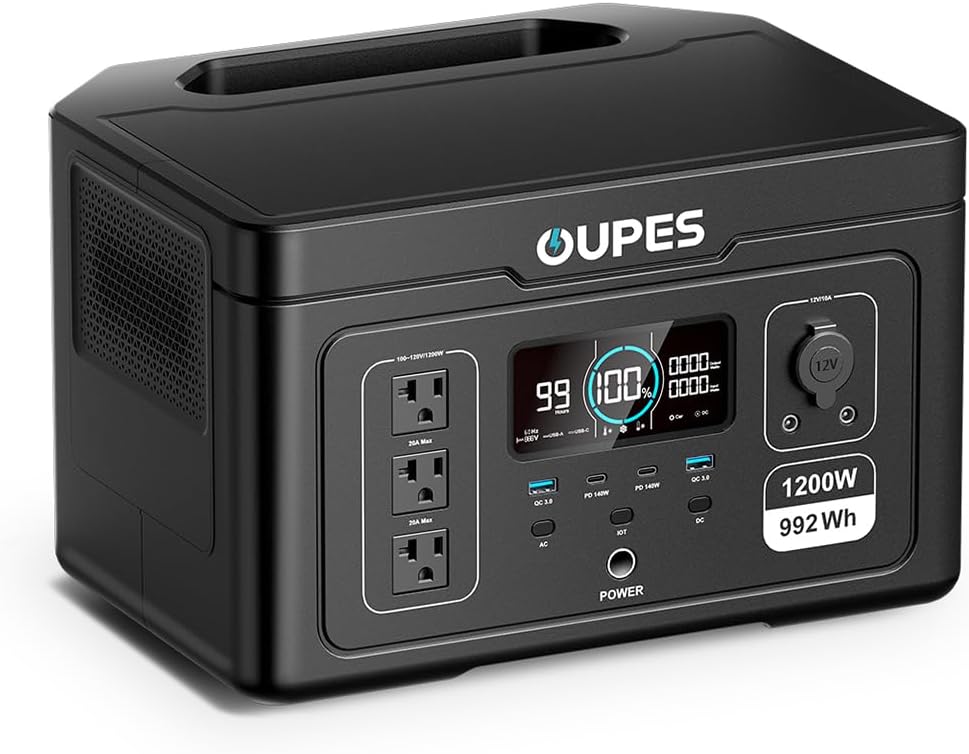 OUPES Exodus 1200 Portable Power Station 1200W, 992Wh Durable LFP Battery Solar...