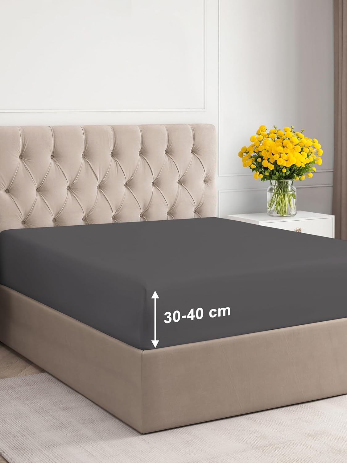 King Fitted Bed Sheet, Premium Extra Deep Fitted Sheet for 40 cm Mattresses, Spe...