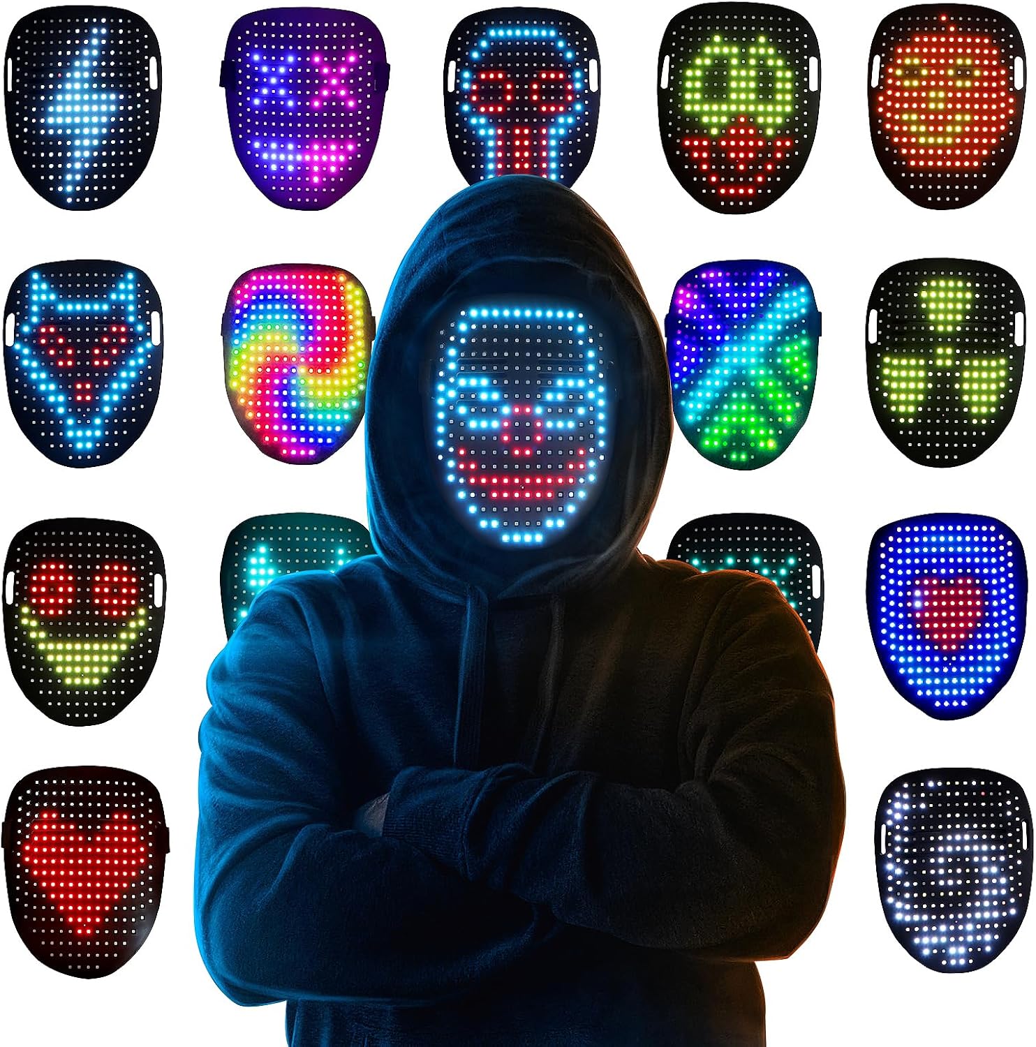 Mr.Pang LED Mask Light up Mask with Gesture Sensing, Cool Face Transforming Mask...