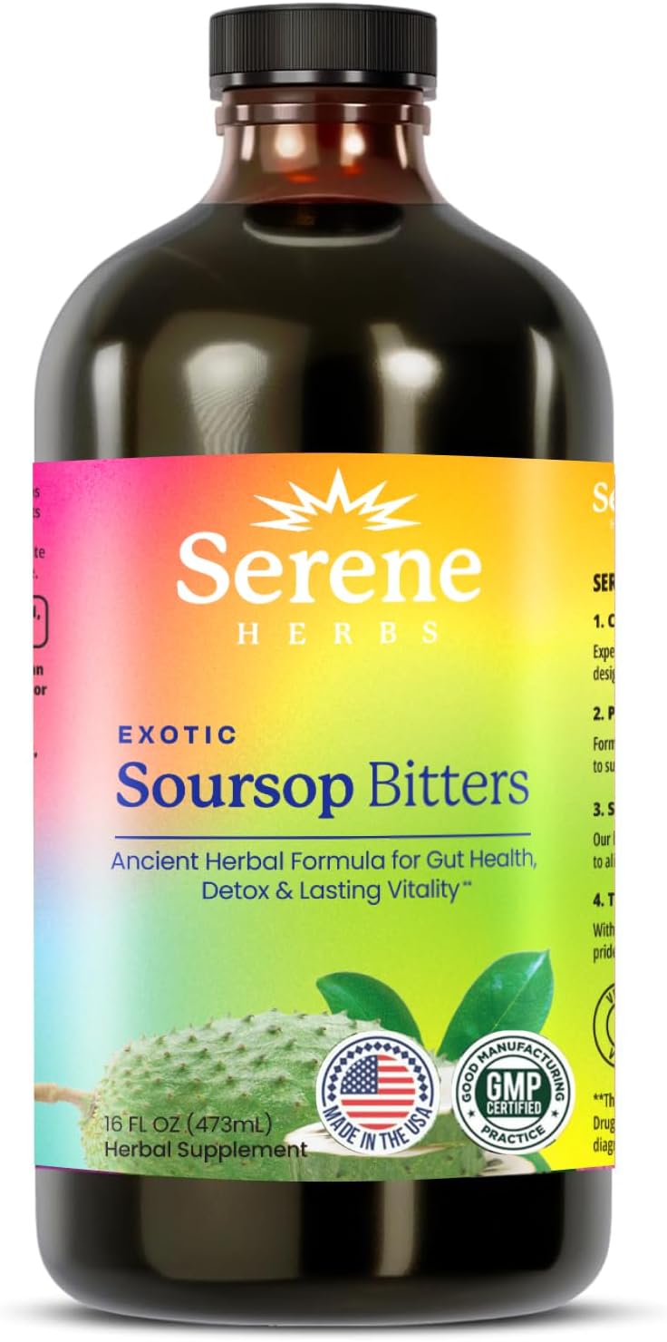 Serene Herbs - Soursop Bitters Liquid - Organic Herbal Guanabana Detox with Blac...