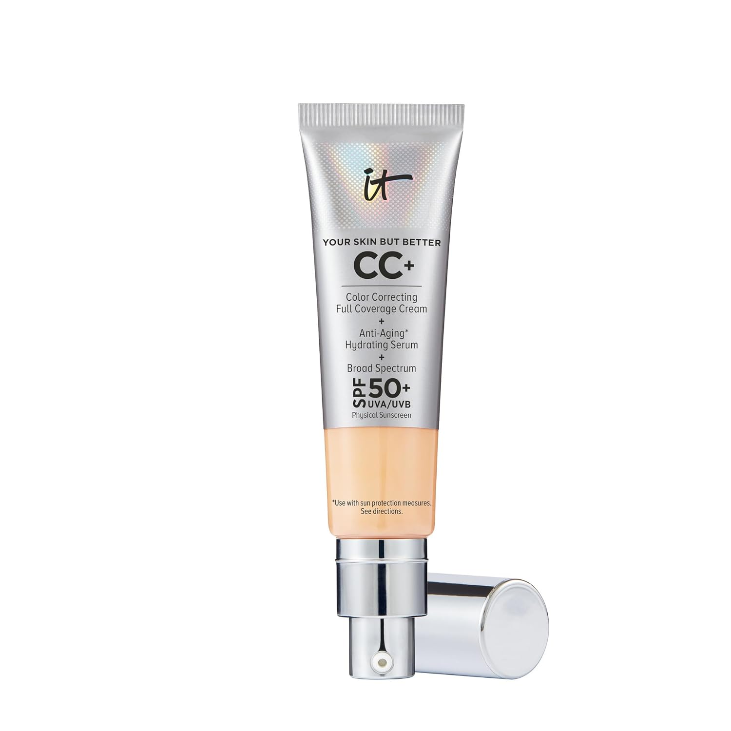 IT Cosmetics CC+ Cream - Natural Full Coverage Foundation With SPF 50+, Color Co...