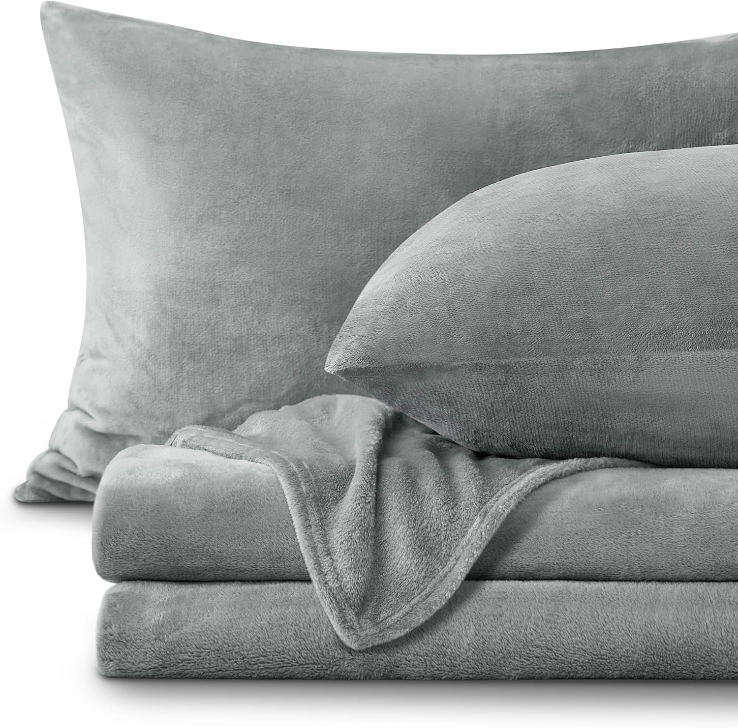 BEDELITE Flannel Sheets Queen Size Grey - Super Soft Fleece Sheets Set Fluffy Ex...