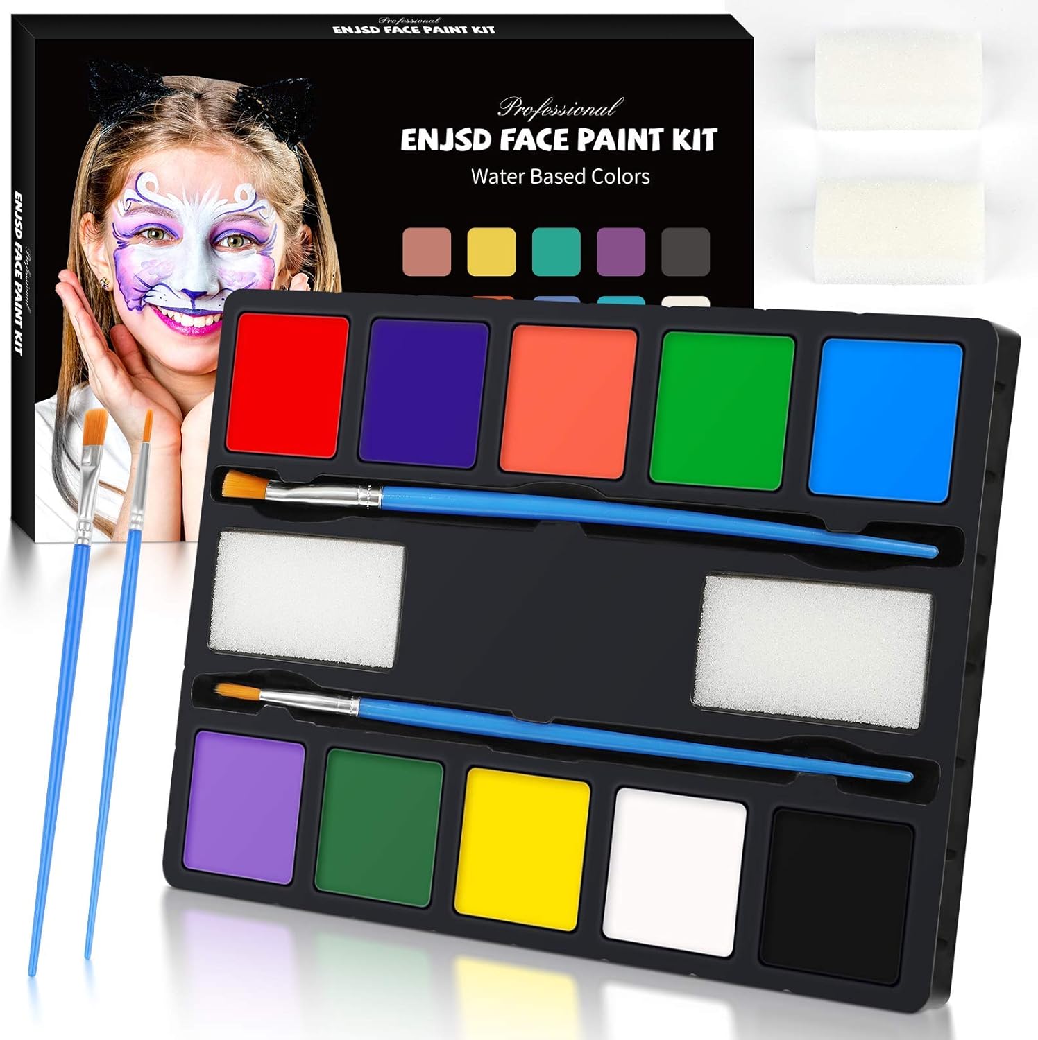 ENJSD Face Paint 14 PCS, Face Paint for Kids and Adults, Water Based Non-Toxic 1...