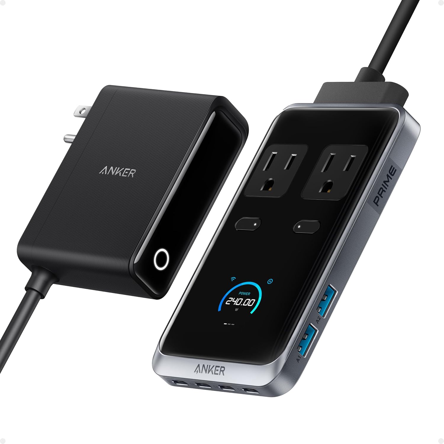 Anker Prime Charging Station, 240W 8-in-1 USB C Power Strip, 5 ft Detachable Ext...