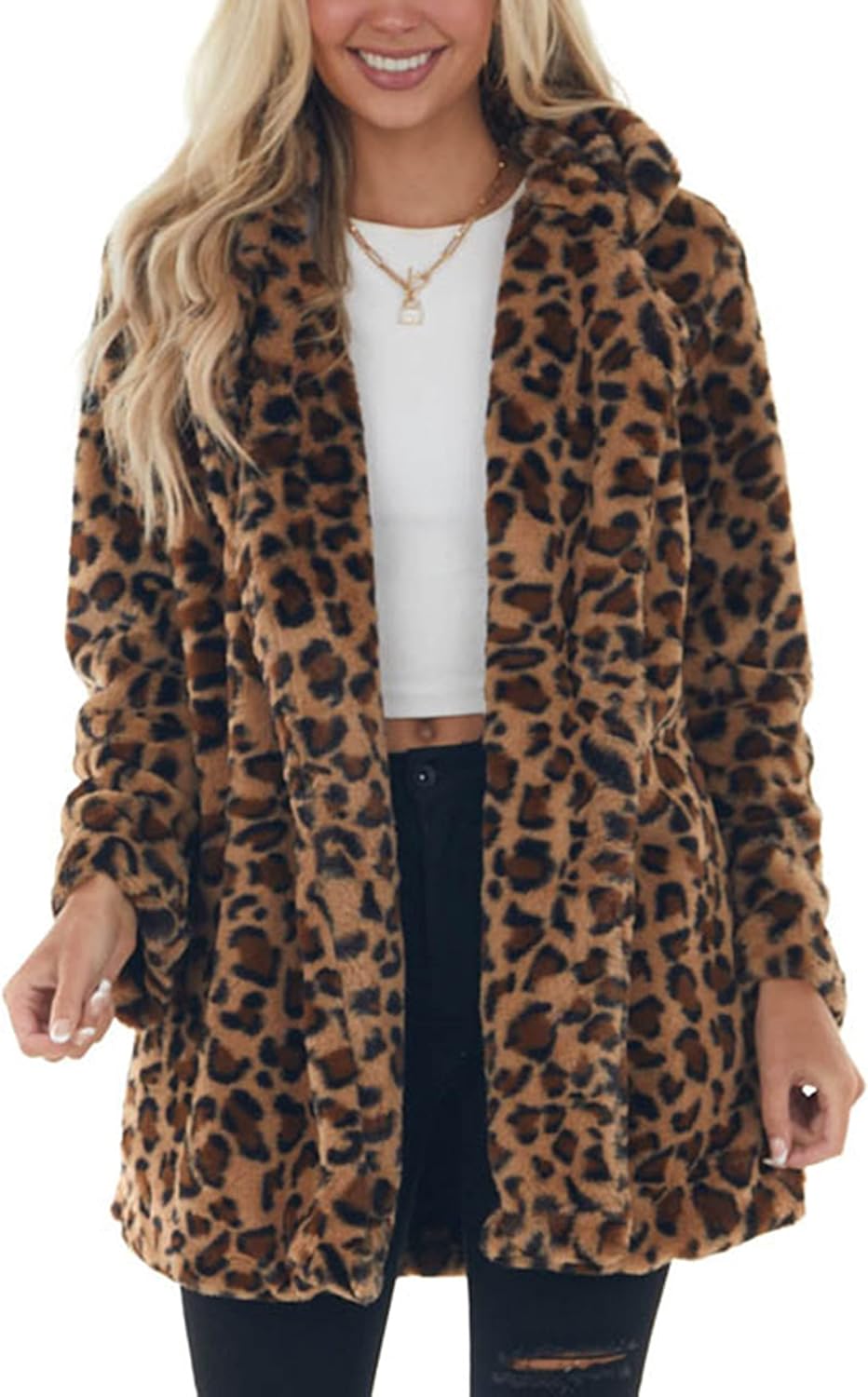 Omoone Women's Faux Fur Jackets, Special Autumn Winter Leopard Coats, Innovative...