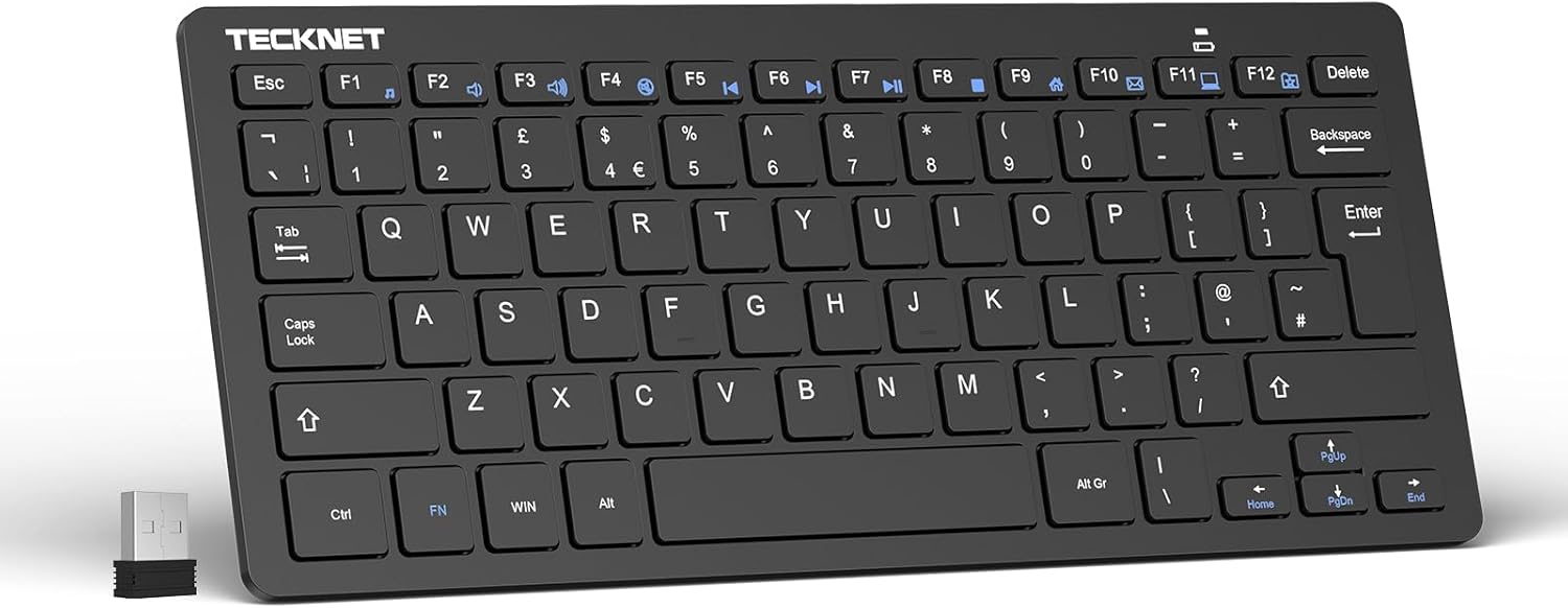 TECKNET 2.4G Wireless Keyboard For Windows/Chrome OS, UK Layout Compact Mini Key...