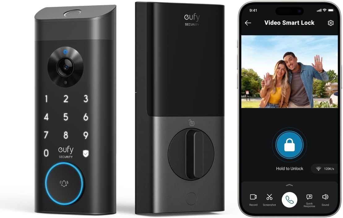 eufy Security Video Smart Lock E330, 3-in-1 Camera+Doorbell+Fingerprint Keyless...