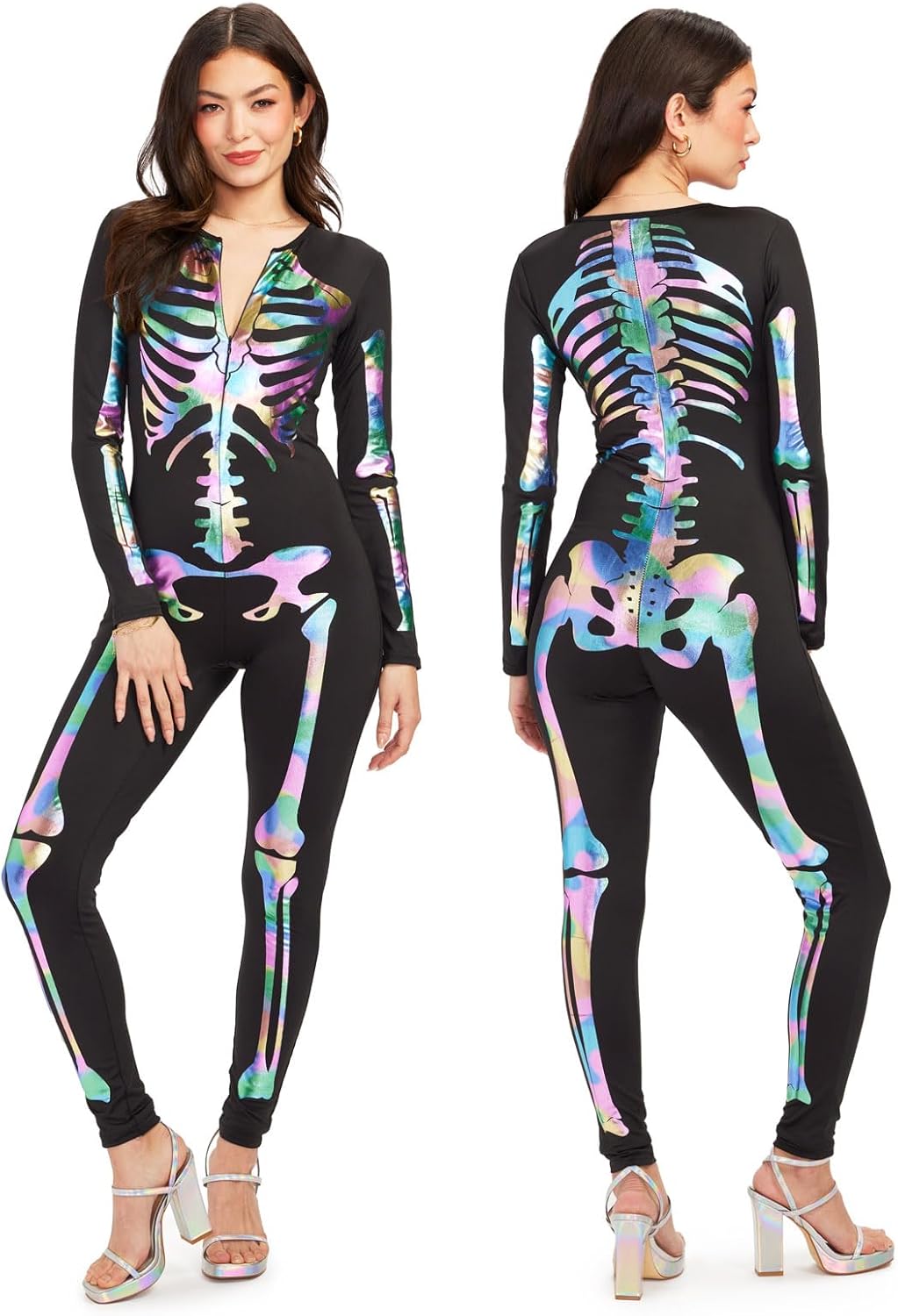 Tipsy Elves Form Fitting & Flattering Skeleton Bodysuit for Halloween - Women's...