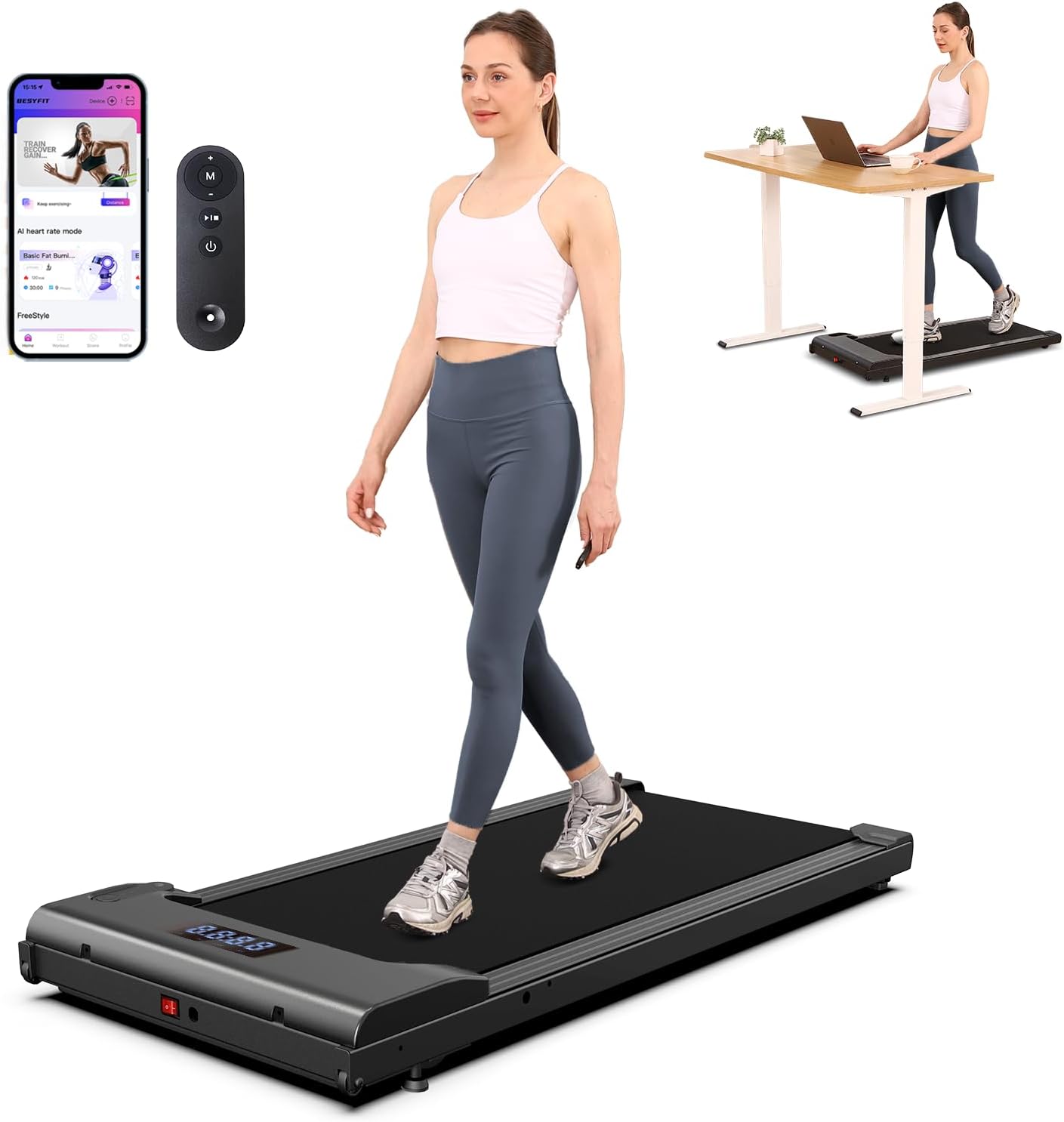 Lichico Walking Pad Under Desk Treadmill，Portable Small Treadmills for Home and...