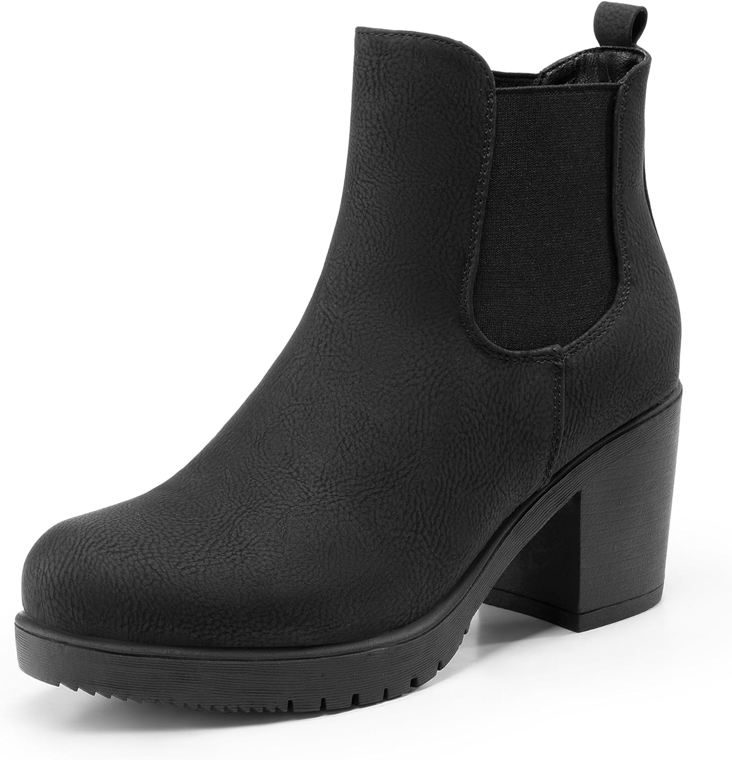DREAM PAIRS Women's High Chunky Heel Chelsea Ankle Boots Slip On Elastic Fall He...