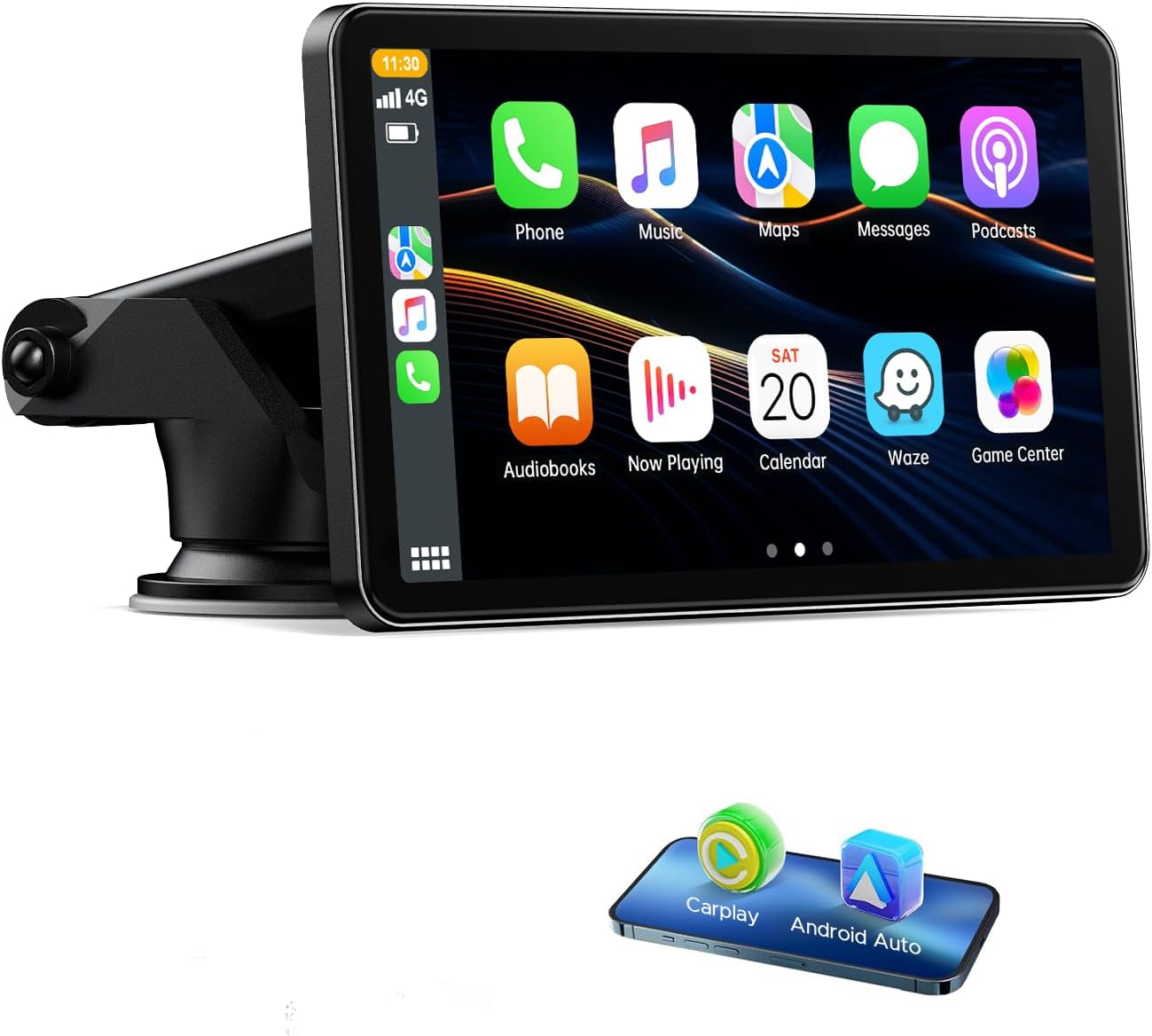 LAMTTO 7 inch Carplay Screen for Apple Carplay Android Auto Wireless, Mirror Lin...