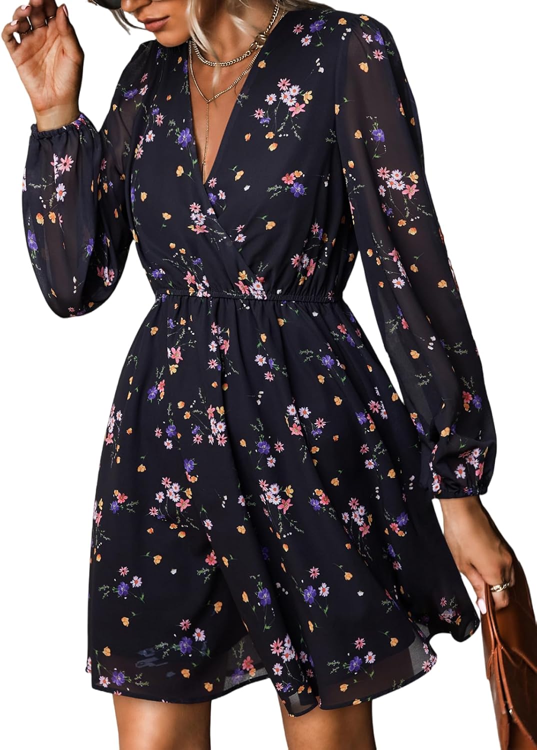 CUPSHE Women's Mini Dresses, Special Spring V Neck Chiffon Dress for Casual Wear...