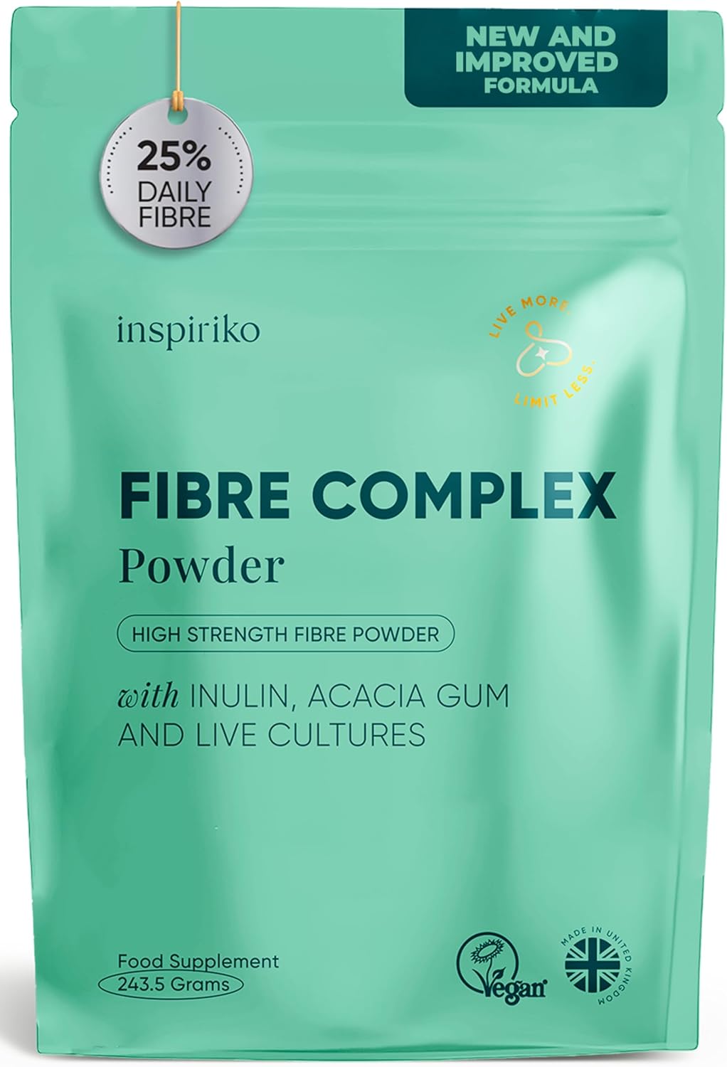 15g Soluble Fibre Supplement - 50% NHS Daily Intake. 6-in-1 Fiber Supplement Pow...