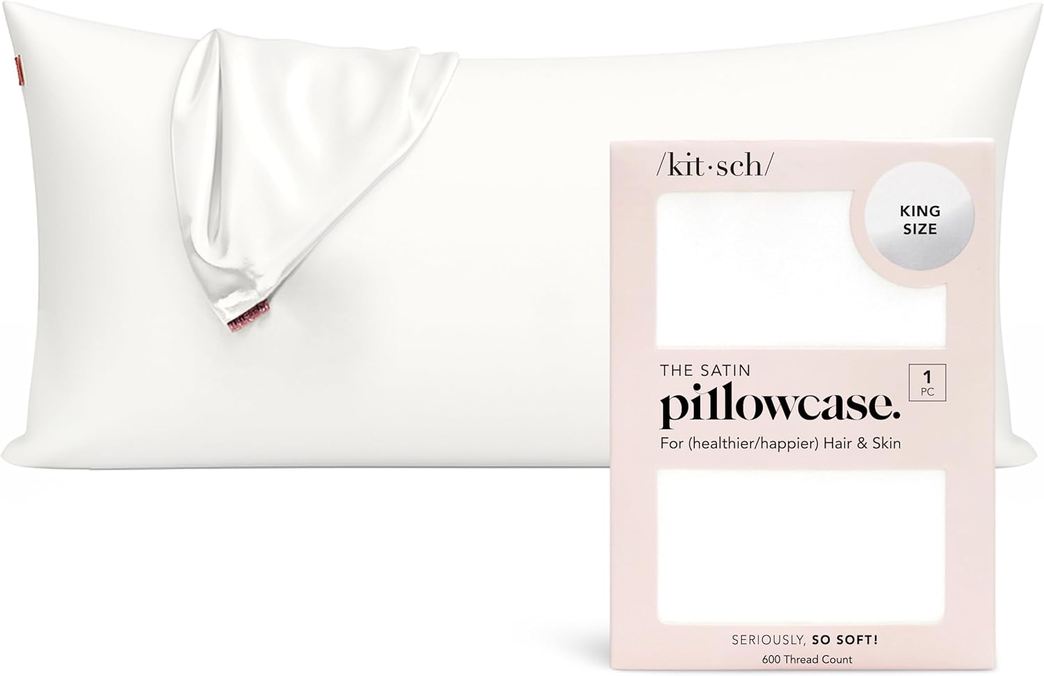 Kitsch Satin Pillowcase, Softer Than Silk Pillow Cases King, Cooling Pillow Cove...