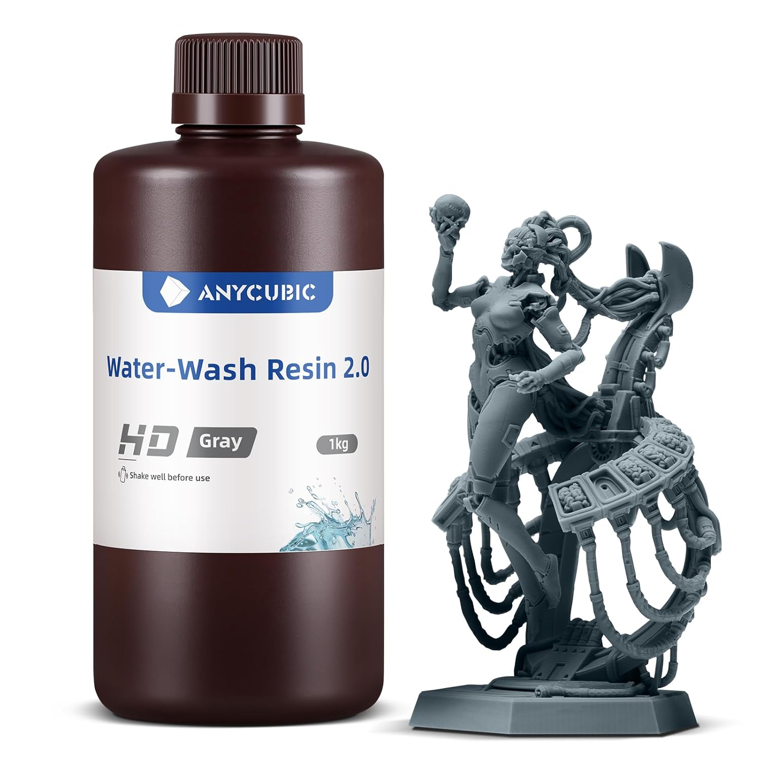 ANYCUBIC Water Washable 3D Printer Resin 2.0 with Easy Post-Processing, High Pre...