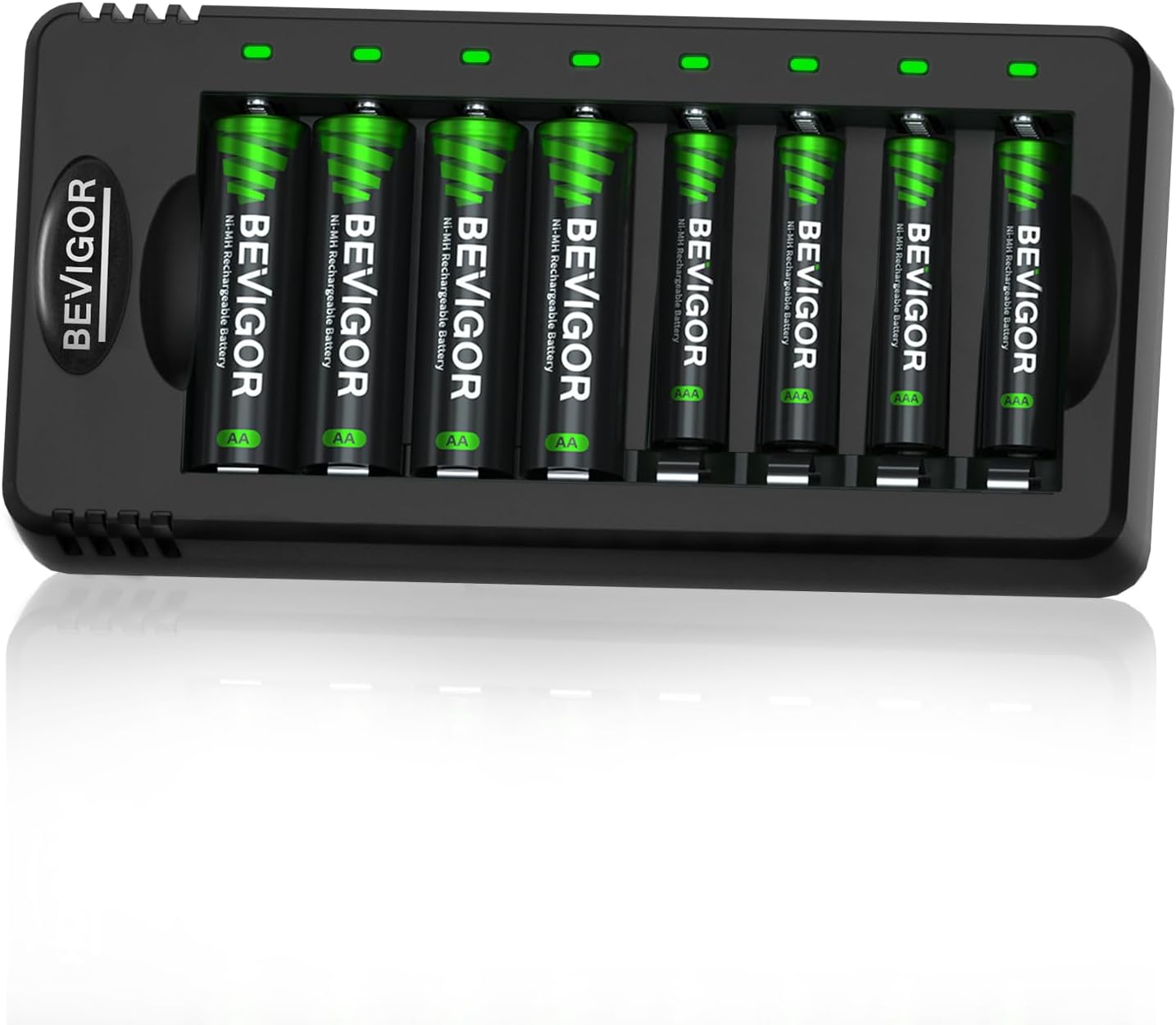 BEVIGOR 8 Slot AA AAA Battery Charger with 4 Pcs AA 2800mAh & 4 Pcs AAA 1100mAh...