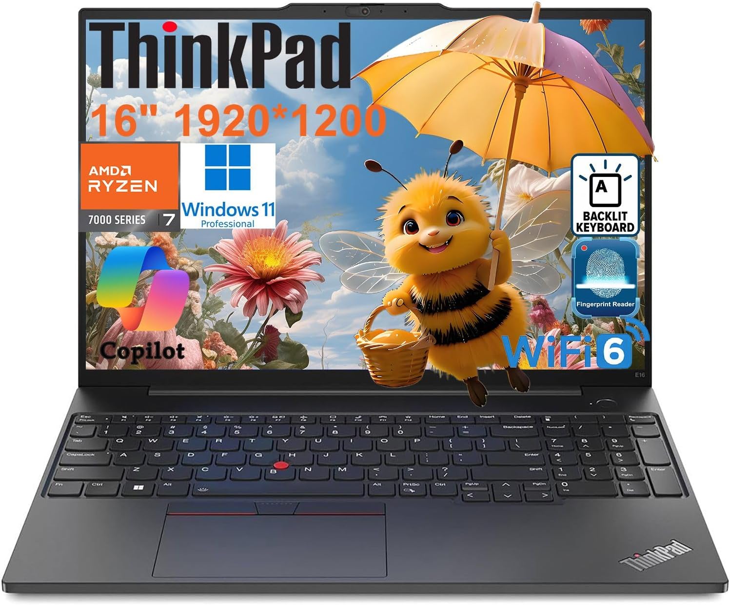 Lenovo ThinkPad E16 Gen 2 Business Laptop Computer, AMD 8-Core Ryzen 7 7735HS (B...