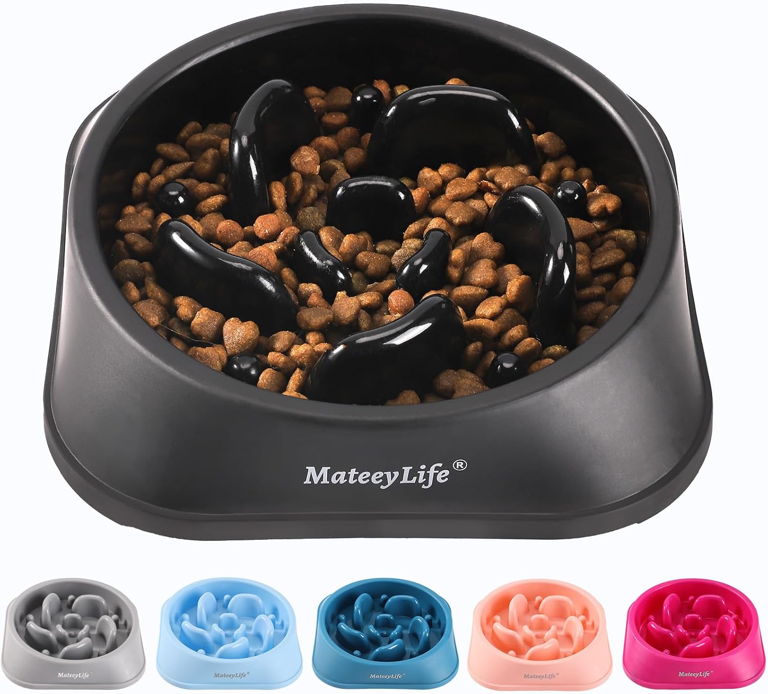 MateeyLife Basic Dog Bowls, Anti-Choking Puzzle Interactive Slow Feeder Dog Bowl...