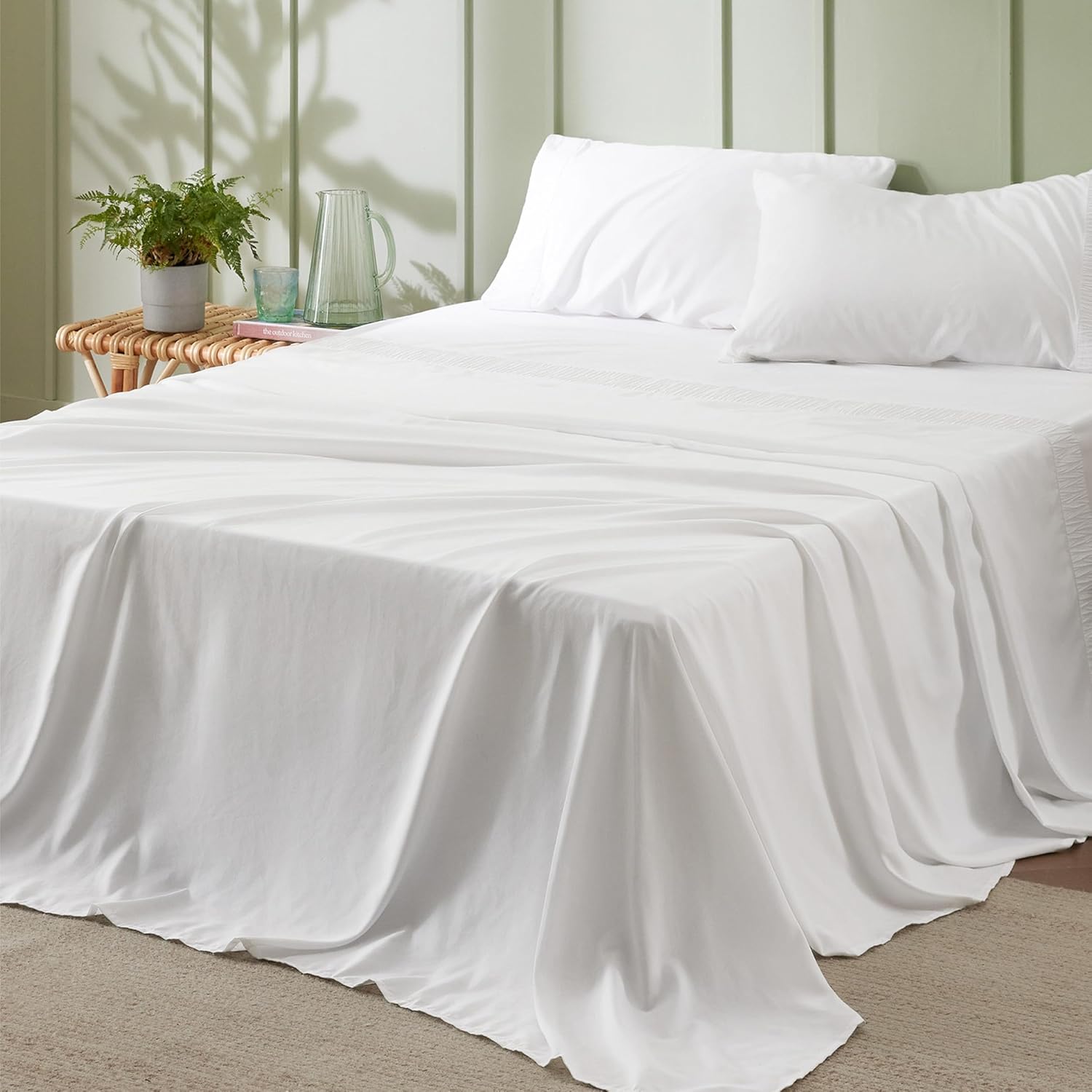 Bedsure Queen Sheet Set - 4 Pieces Soft Queen Size Sheets - Breathable & Cooling...