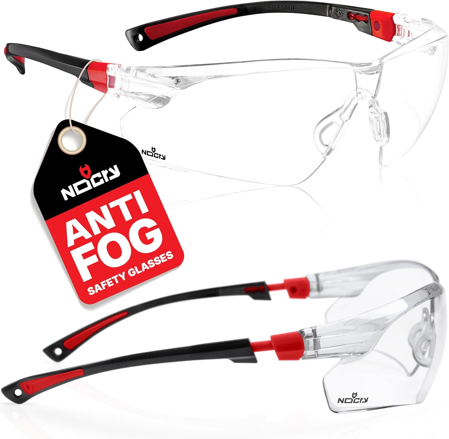 NoCry Safety Glasses with Clear Anti Fog Scratch Resistant Wrap-Around Lenses an...