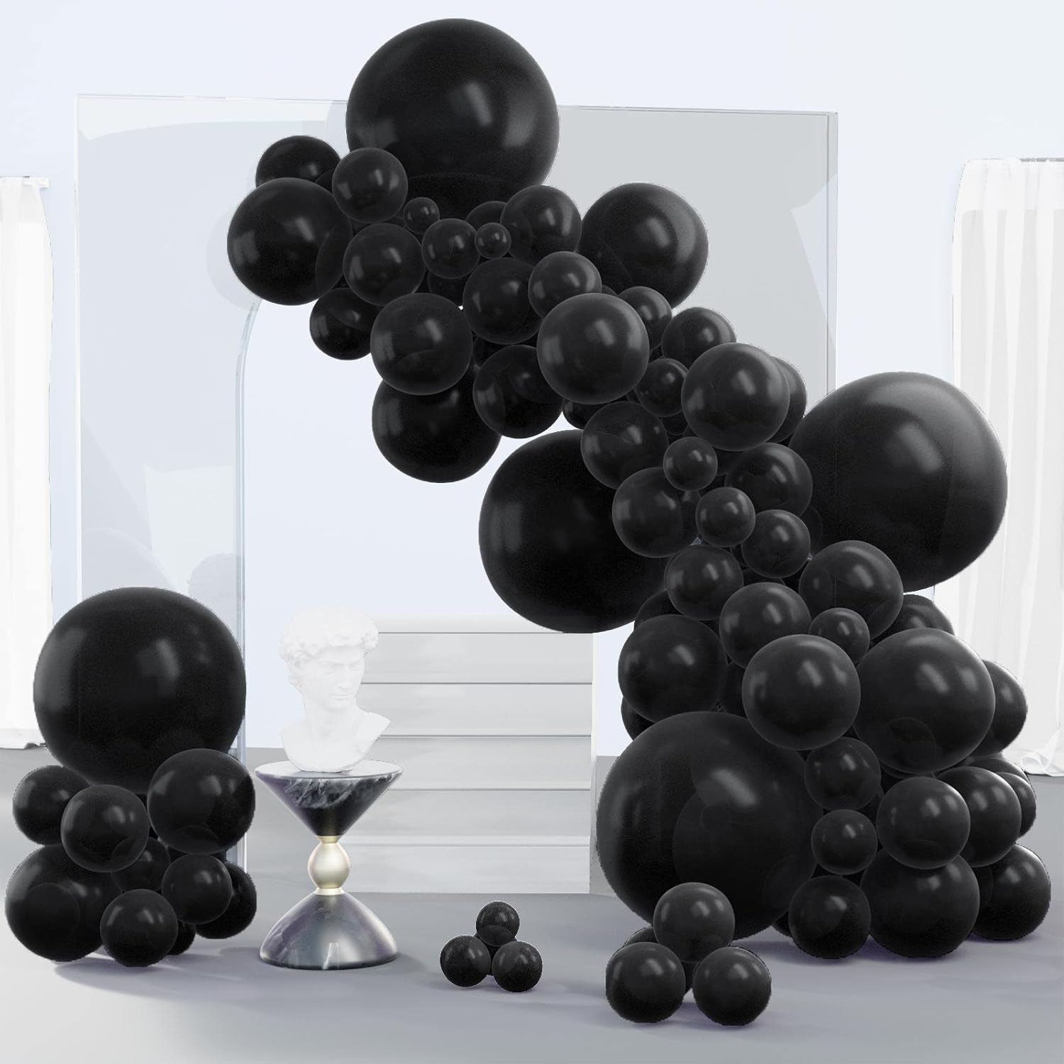 PartyWoo Black Balloons 140 pcs Different Sizes Pack of 18 12 10 5 Inch Matte Bl...