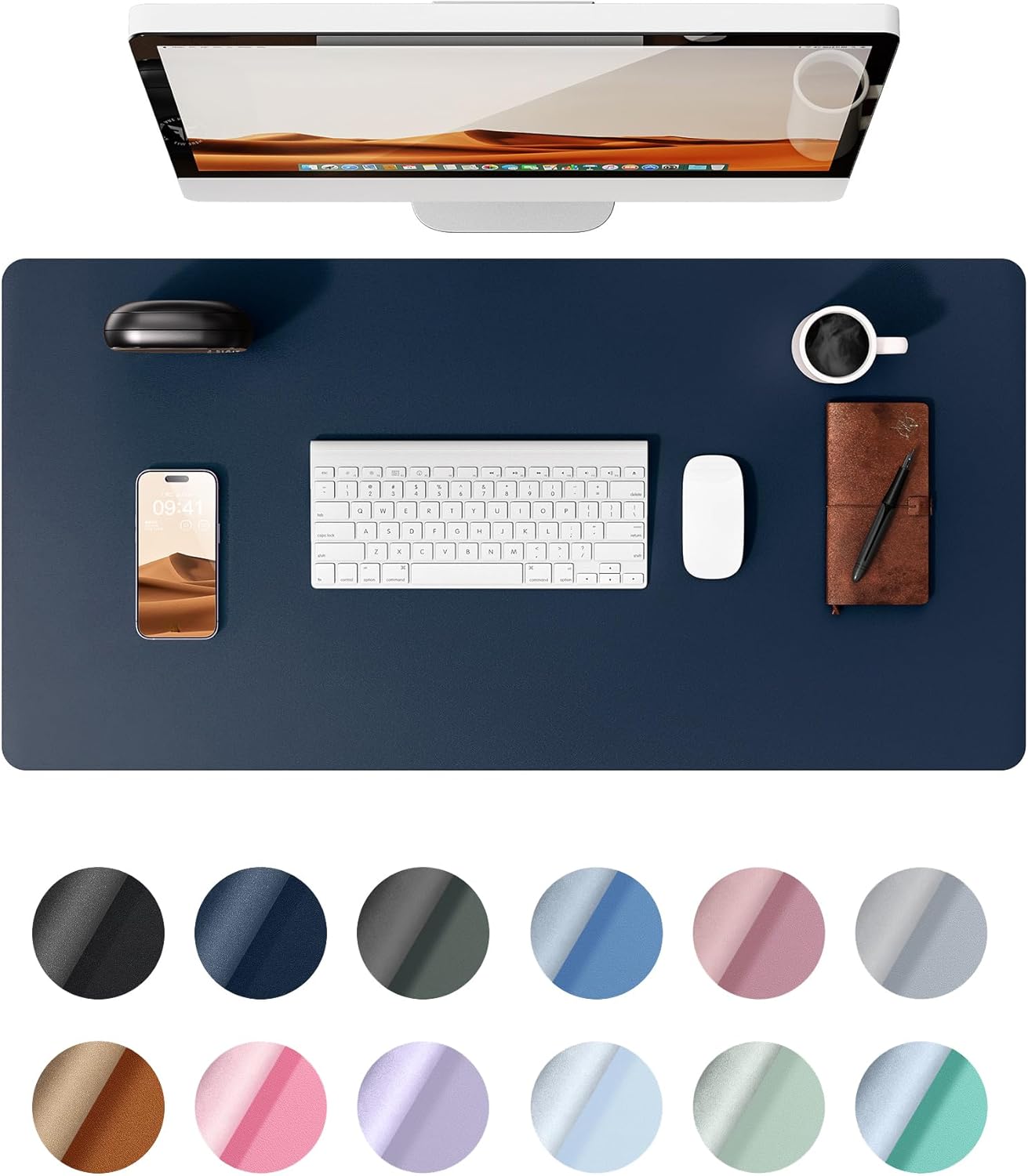 YSAGi Leather Desk Mat, Large Mouse Mat, Non-Slip Desk Pad, Waterproof PU Leathe...