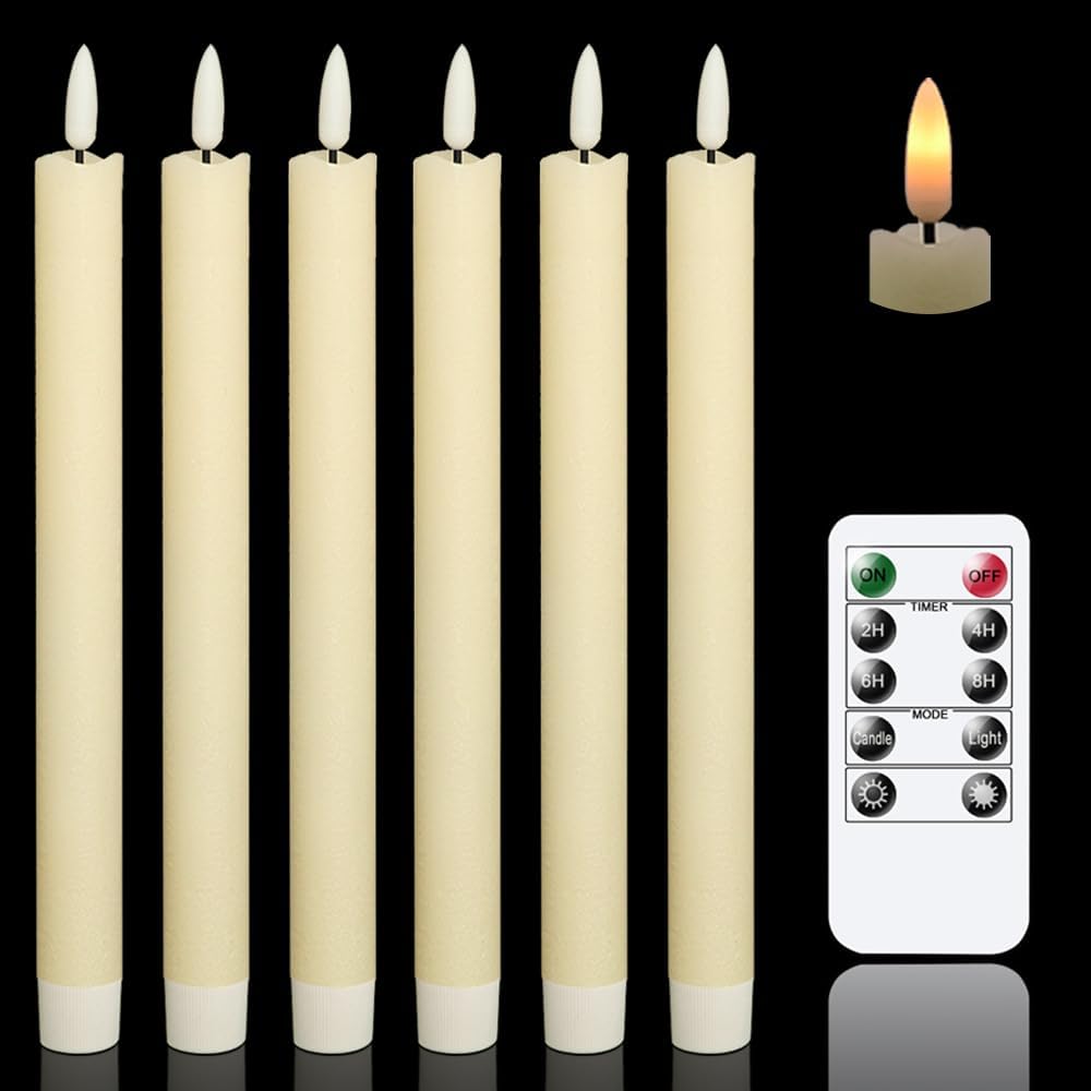 Eldnacele LED Taper Candles Flickering with Timer, Battery Operated Flameless Ta...