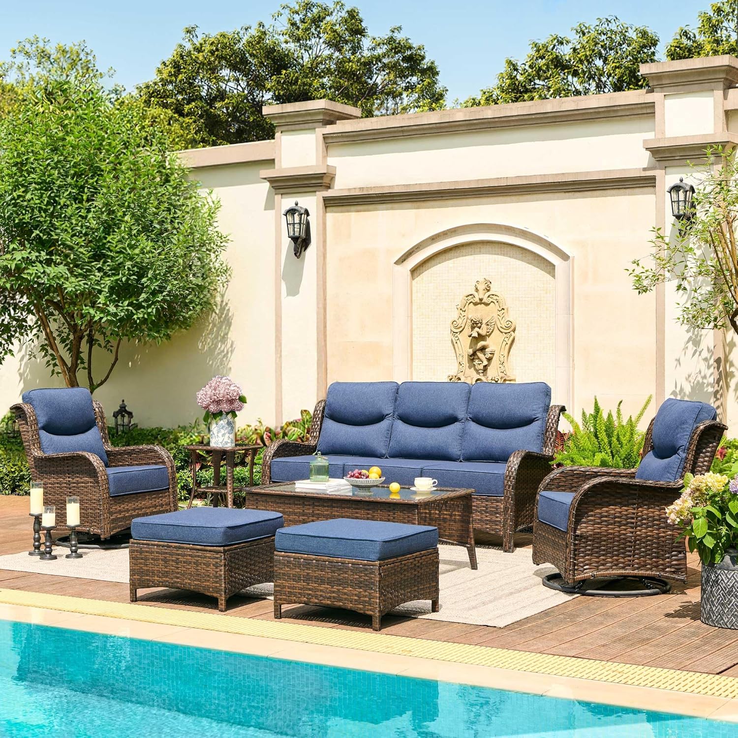 Luxurious HILLGA Patio Furniture Set, Premium Outdoor Couch with Thick Cushions,...
