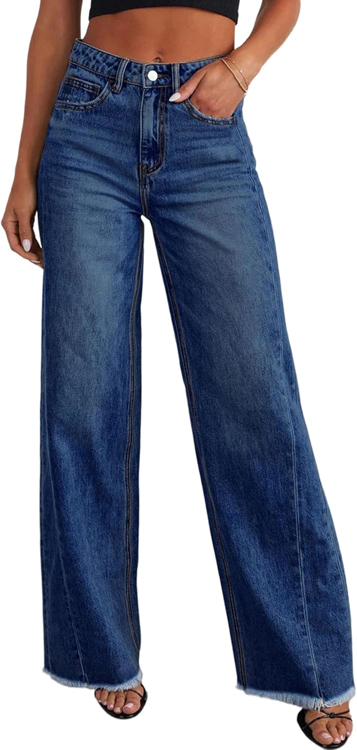 PRETTYGARDEN Wide Leg Jeans for Women, Trendy High Waisted Stretchy Denim Palazz...