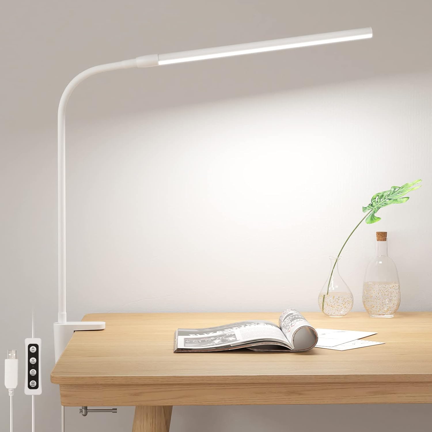 Lepro Desk Lamp Clamp, Eye Caring LED Desk Lamp, 5W 460lm, Dimmable, USB Powered...