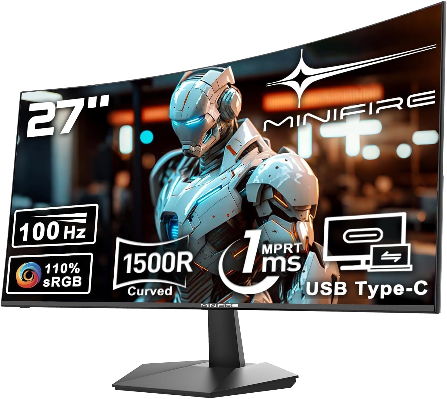High-Quality Minifire 27 Inch Monitor, Innovative USB Type-C Port Monitor, Speci...